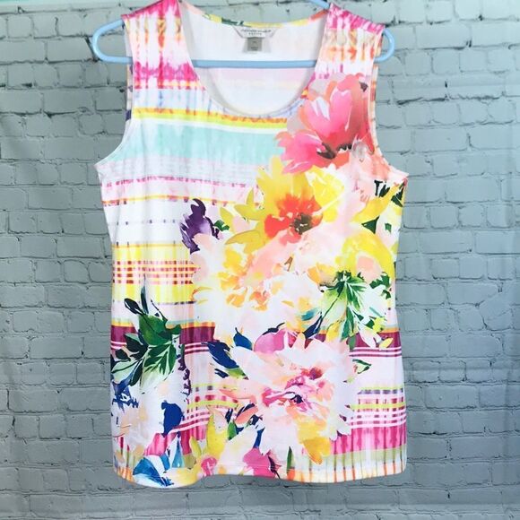 Christopher & Banks Tops - Christopher & Banks Tank in pretty watercolor hues EUC size petite large